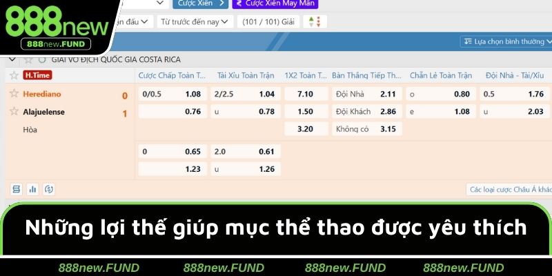 Những lợi thế giúp mục thể thao được yêu thích
