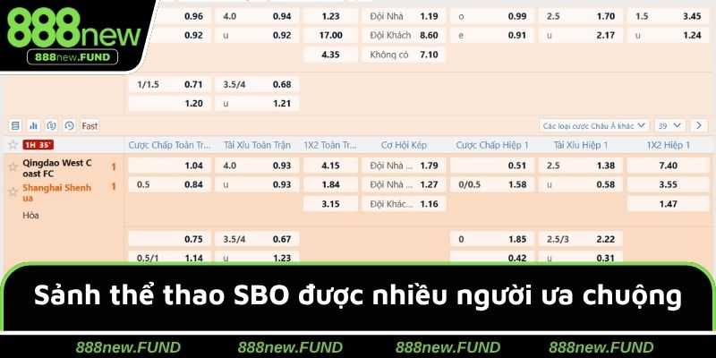 Sảnh thể thao SBO được nhiều người ưa chuộng